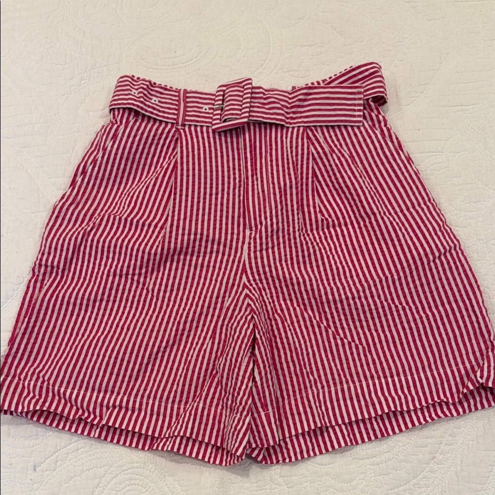 A New Day Pink and White High Waist Pinstripe Shorts